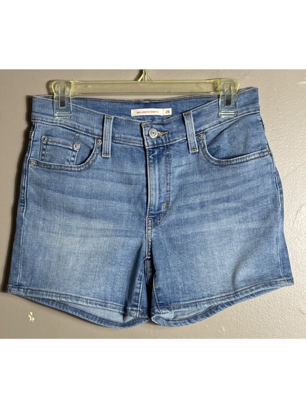Levis Denim Shorts Mid Rise Length 4" Basic Summer Casual Capsule Stretch Wom 26
